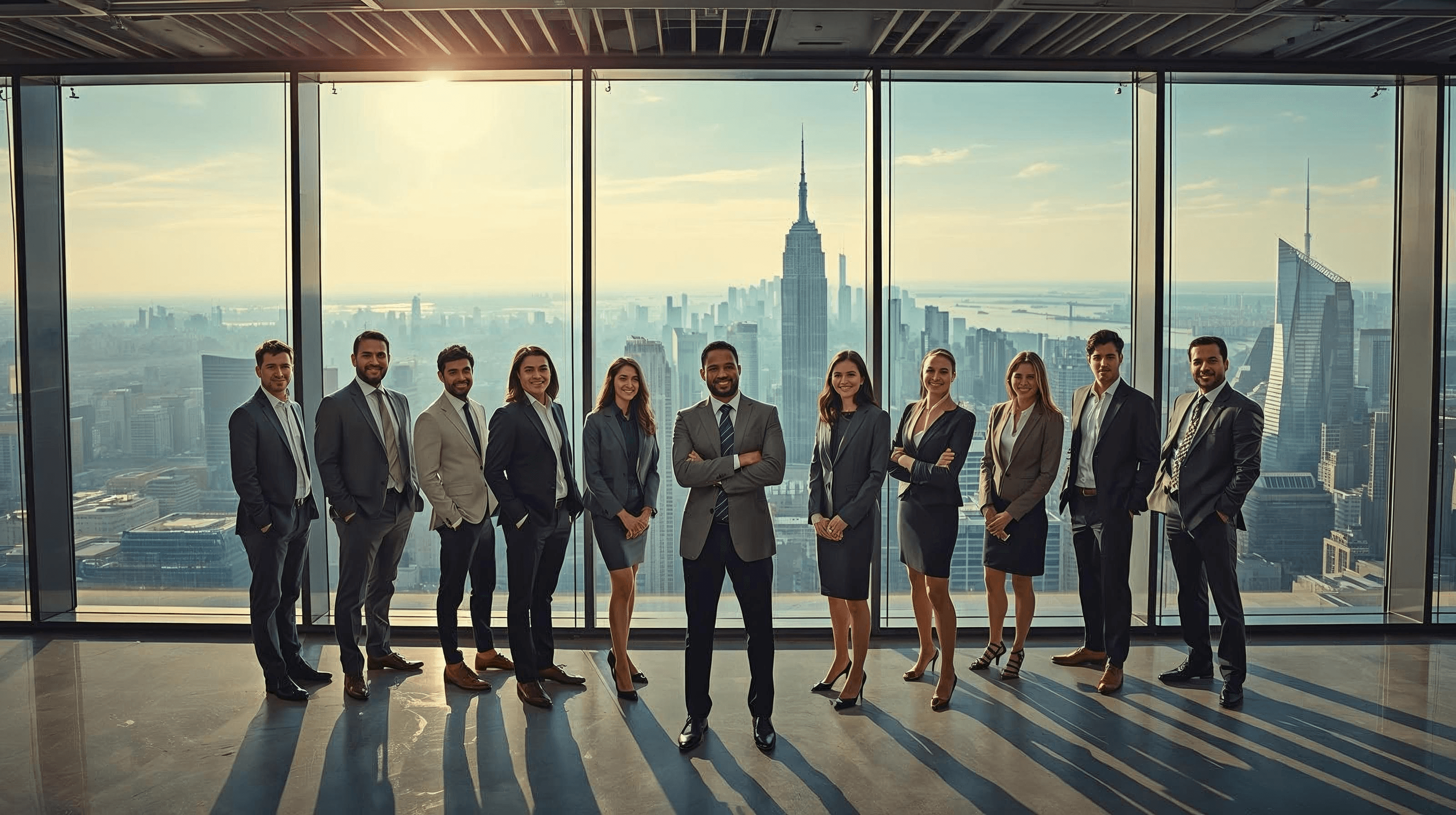 Diverse team of bankers in modern office
