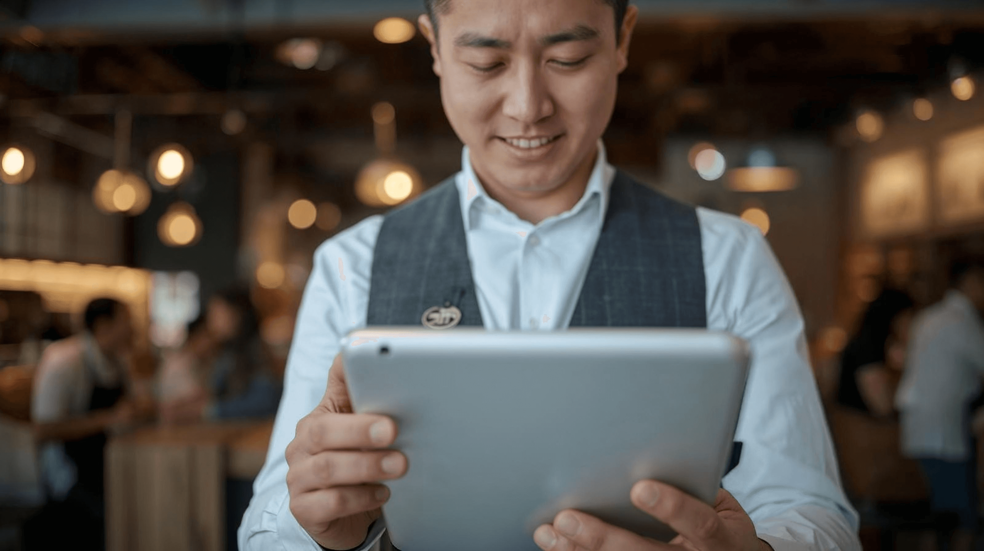 Business owner using tablet