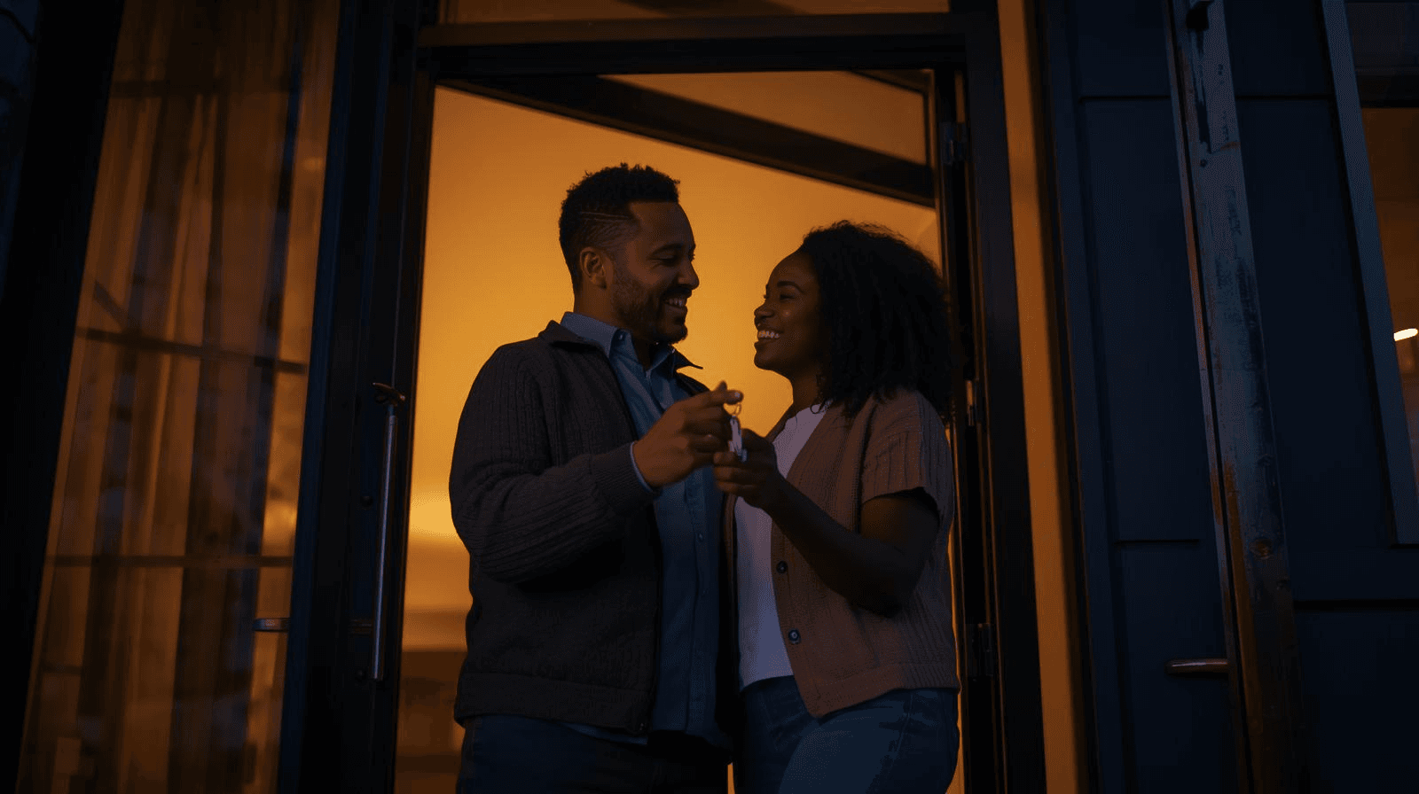 Couple holding new house keys