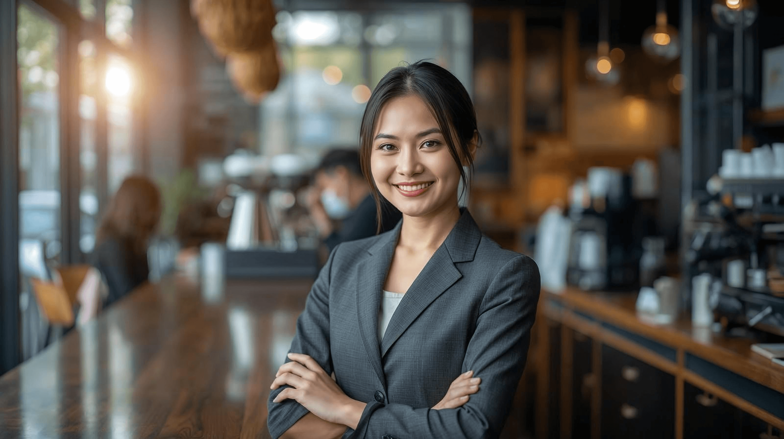 Business professionals meeting in a glass conference room