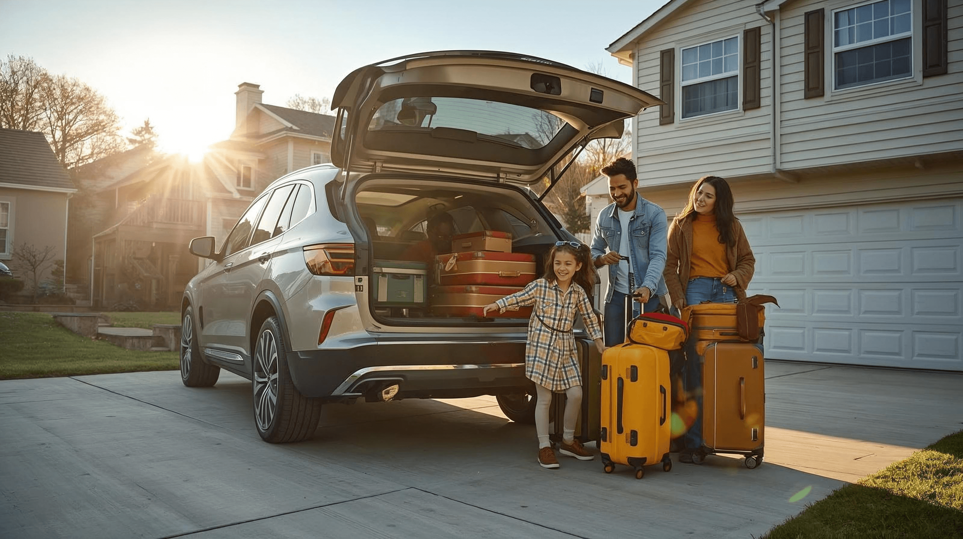 Family packing car