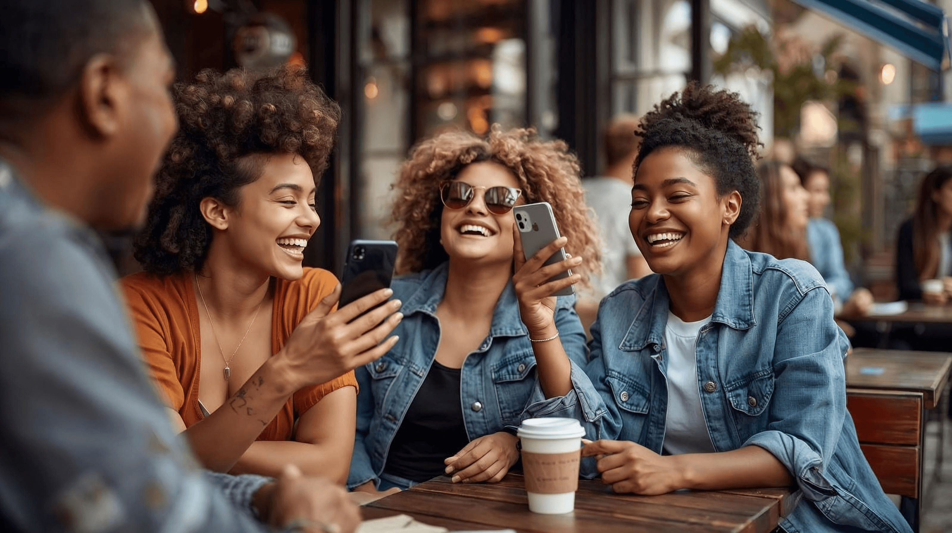 Friends splitting bill at cafe